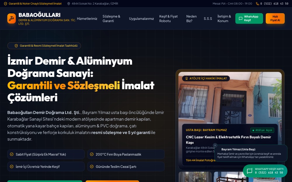 Babaoğulları web sitesi ekran görüntüsü