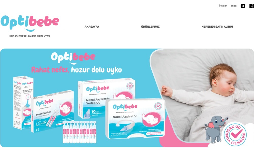 Optibebe web sitesi ekran görüntüsü