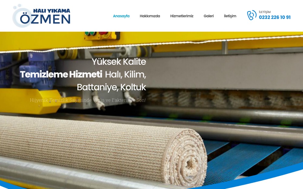İzmir Özmen Halı Yıkama web sitesi ekran görüntüsü