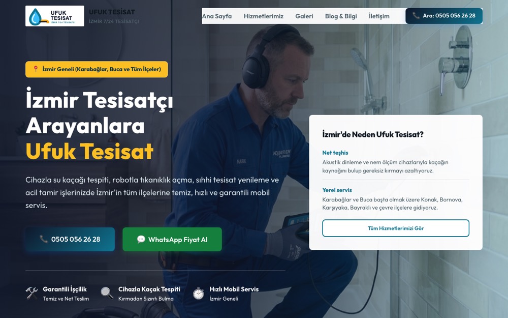 Şahinler Tesisat web sitesi ekran görüntüsü
